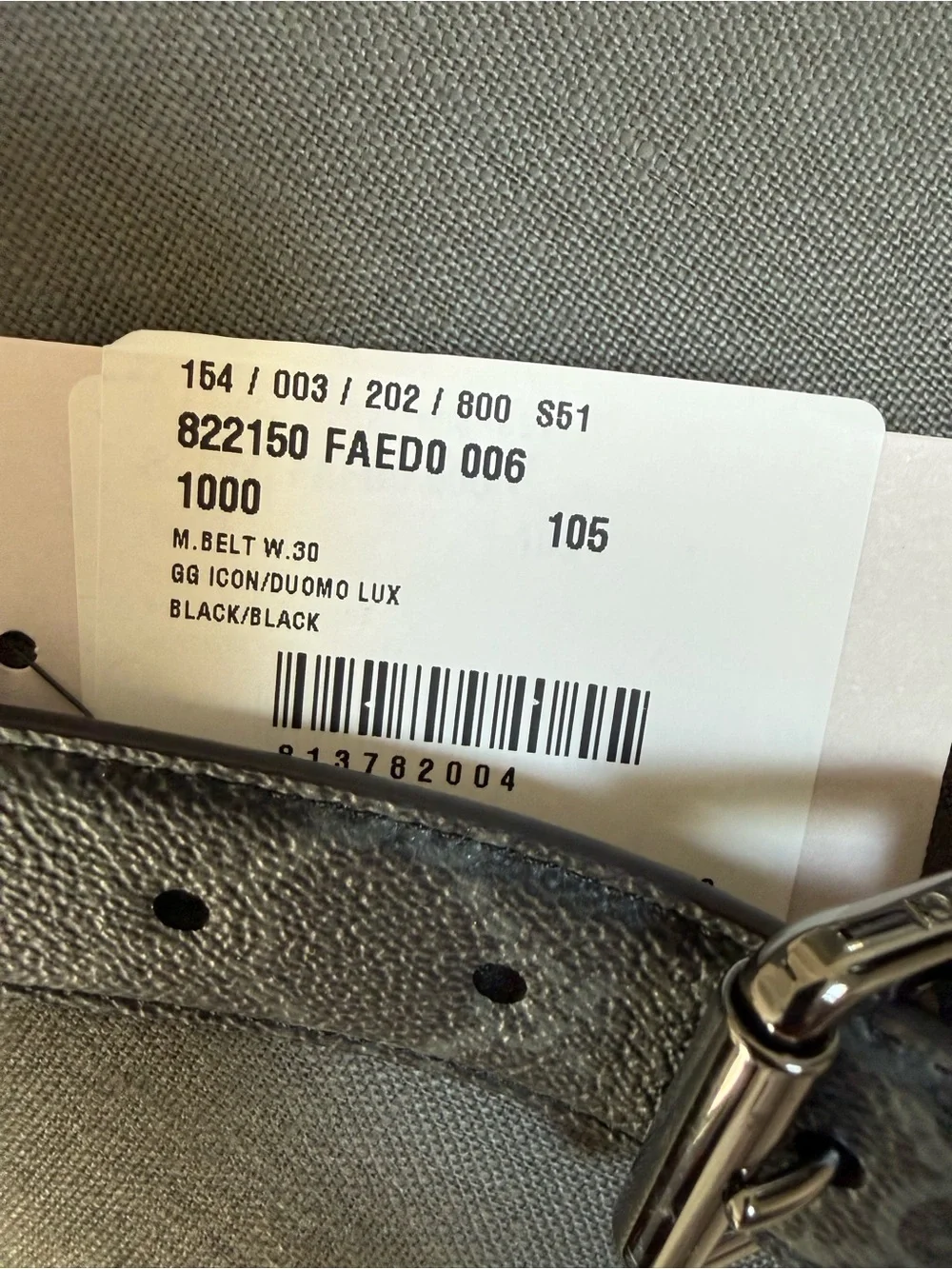 Gucci Black GG Icon/Duomo Lux Leather Belt with Silver Hardware 105